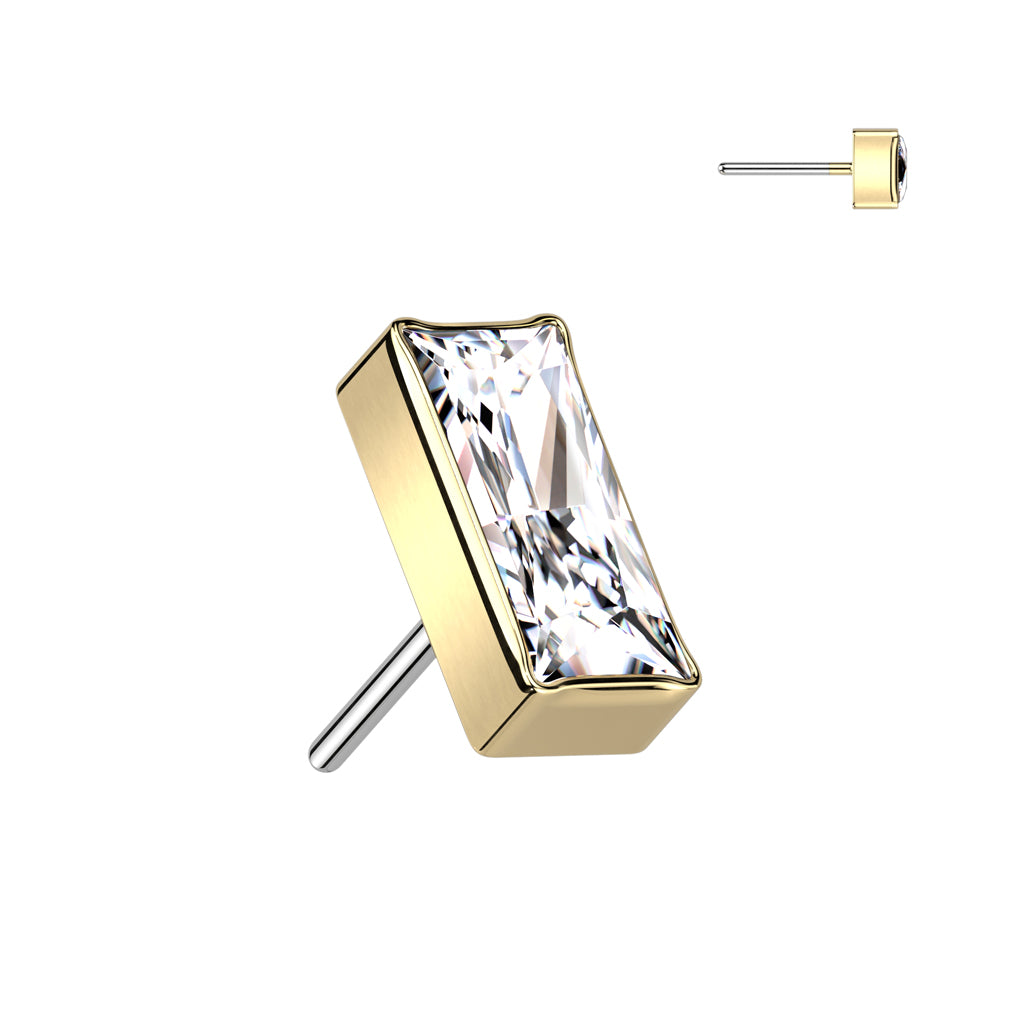 Rectangular Baguette CZ Stud (Gold, Aurora Borealis, Silver)