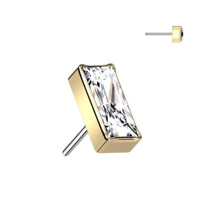 Rectangular Baguette CZ Stud (Gold, Aurora Borealis, Silver)